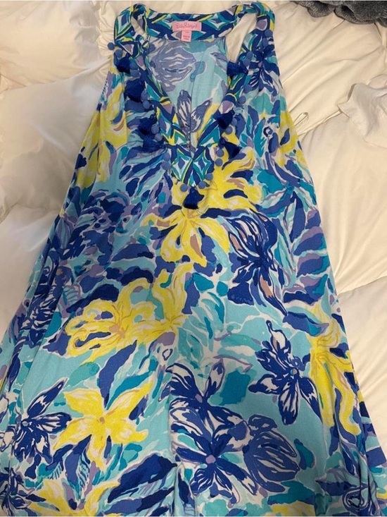 Lilly Pulitzer Dresses & Skirts - Lilly Pulitzer Teal Blue Floral Top with Yellow Accents